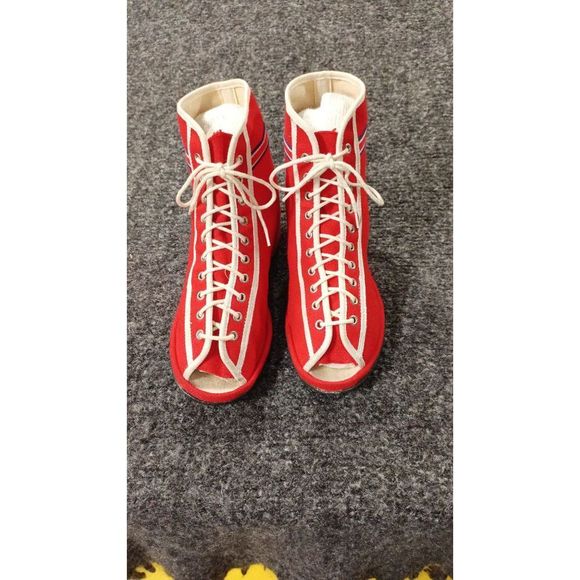 Vintage canvas open toe ankle boots from the EU - Picture 2 of 8